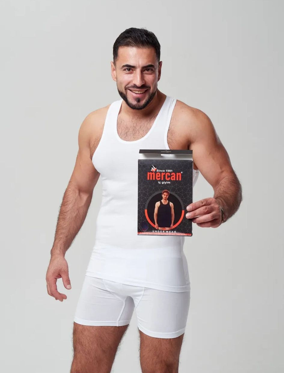 Erkek Beyaz Özel Kutulu 2'li Atlet Boxer Takımı - Fit & Comfort Slim Fit Set