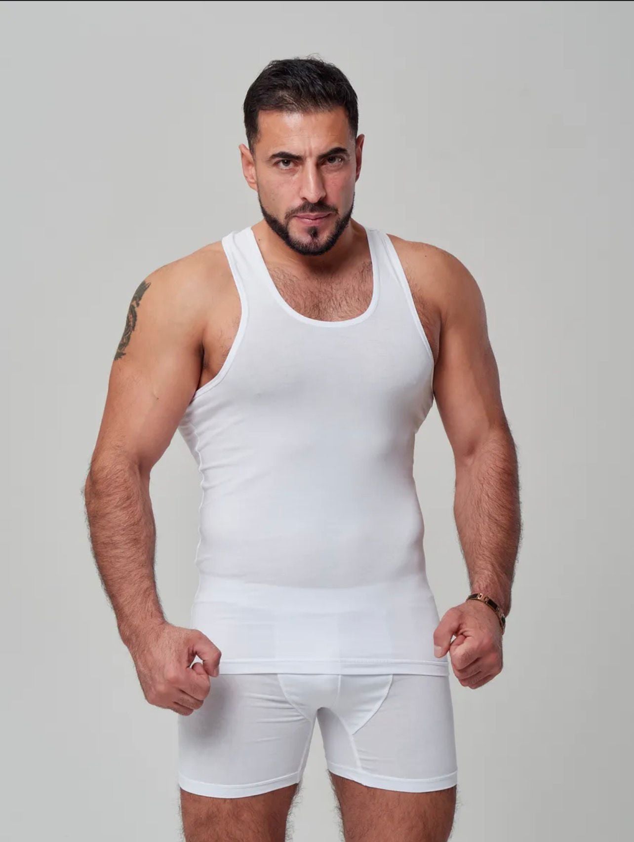 Erkek Beyaz Özel Kutulu 2'li Atlet Boxer Takımı - Fit & Comfort Slim Fit Set