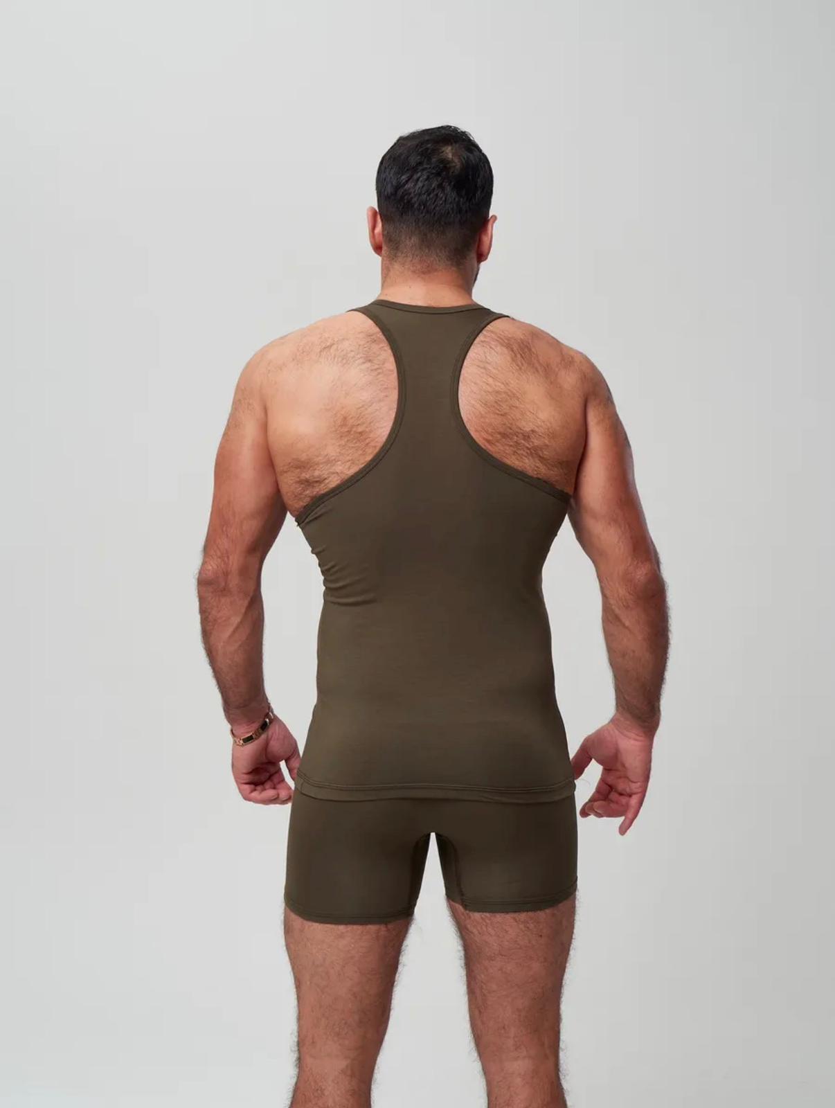 Erkek Haki Özel Kutulu 2'li Atlet Boxer Takımı - Fit & Comfort Slim Fit Set