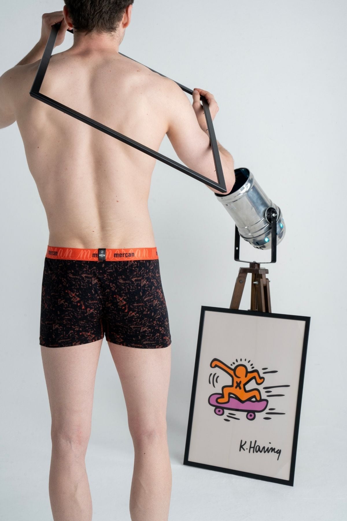 Erkek Baskılı Boxer Likralı Pamuklu - Picasso Desenli - Mercan İç Giyim