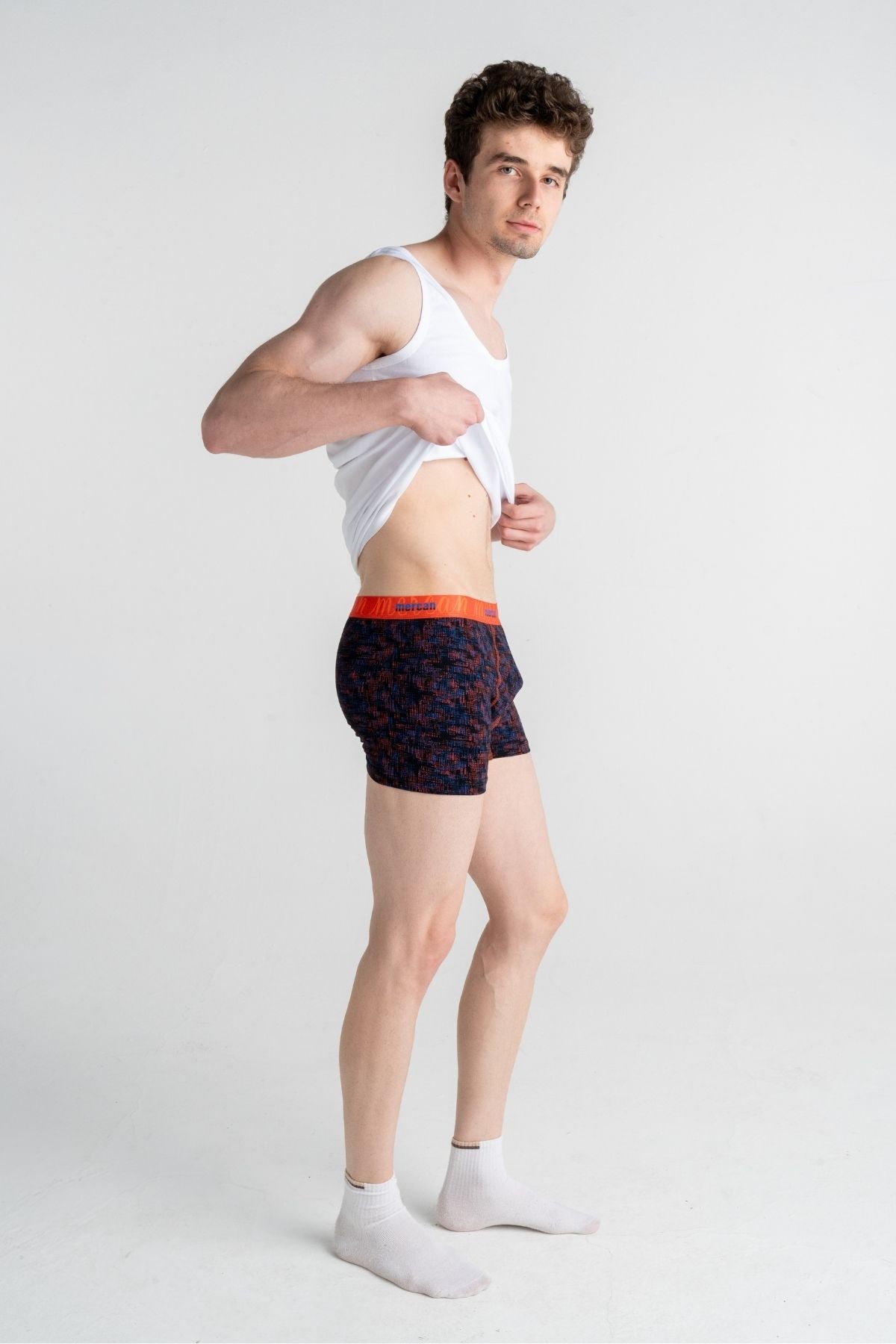 Erkek Boxer Pamuklu Esnek - Karmaşık Desenli - Mercan İç Giyim