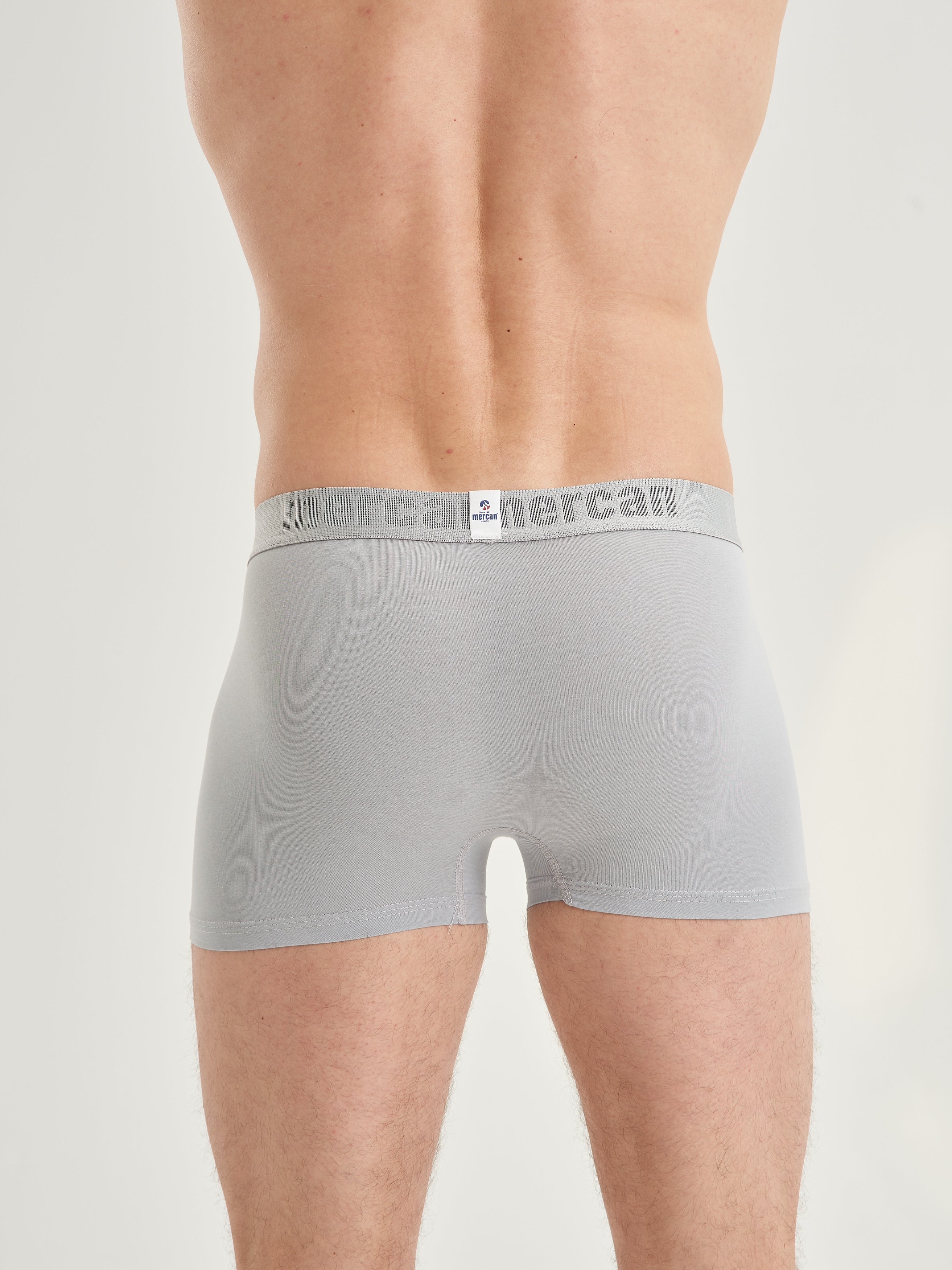 Gri Erkek Boxer Likralı Pamuklu
