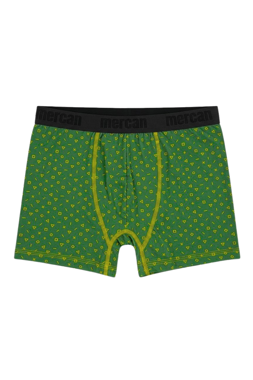 Desenli Erkek Boxer %96 Pamuklu - Yeşil Değer