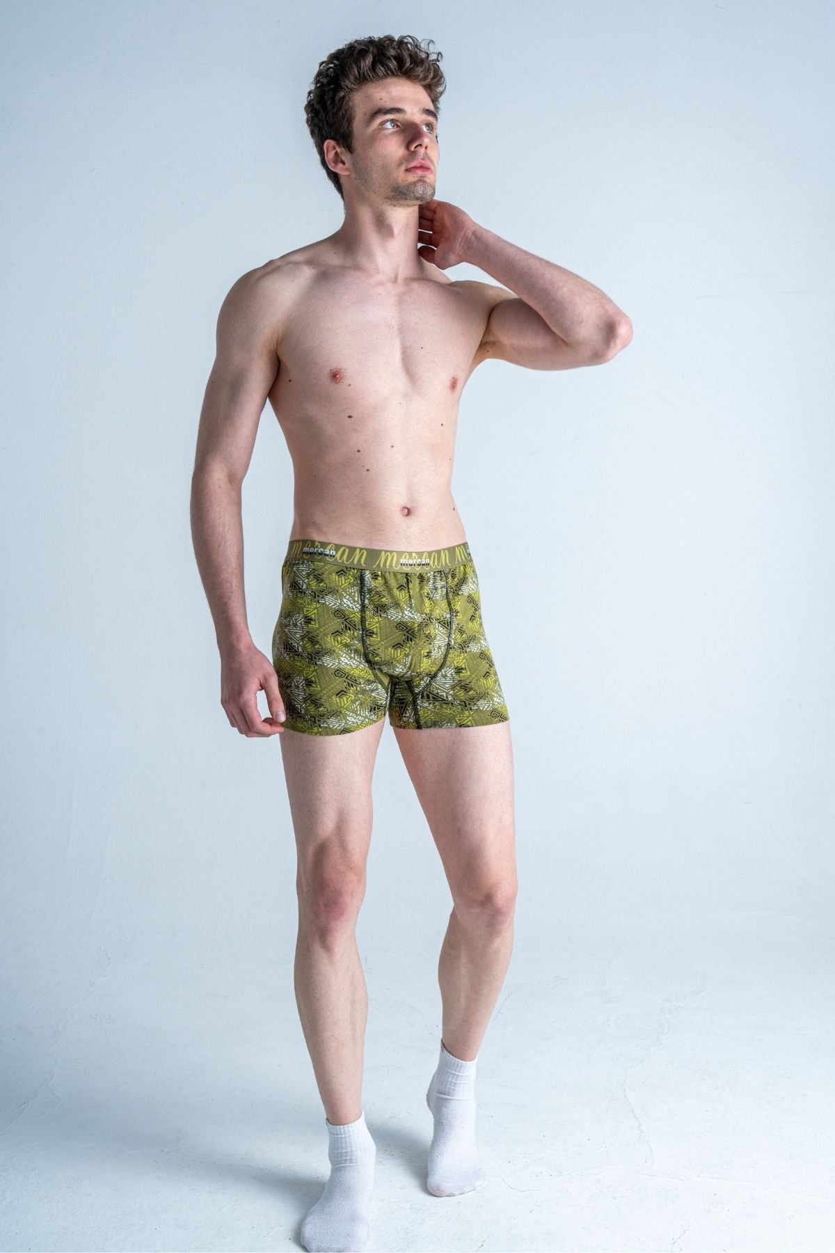 Likralı Pamuklu Esnek Erkek Baskılı Boxer - Tılsım Desenli - Mercan İç Giyim