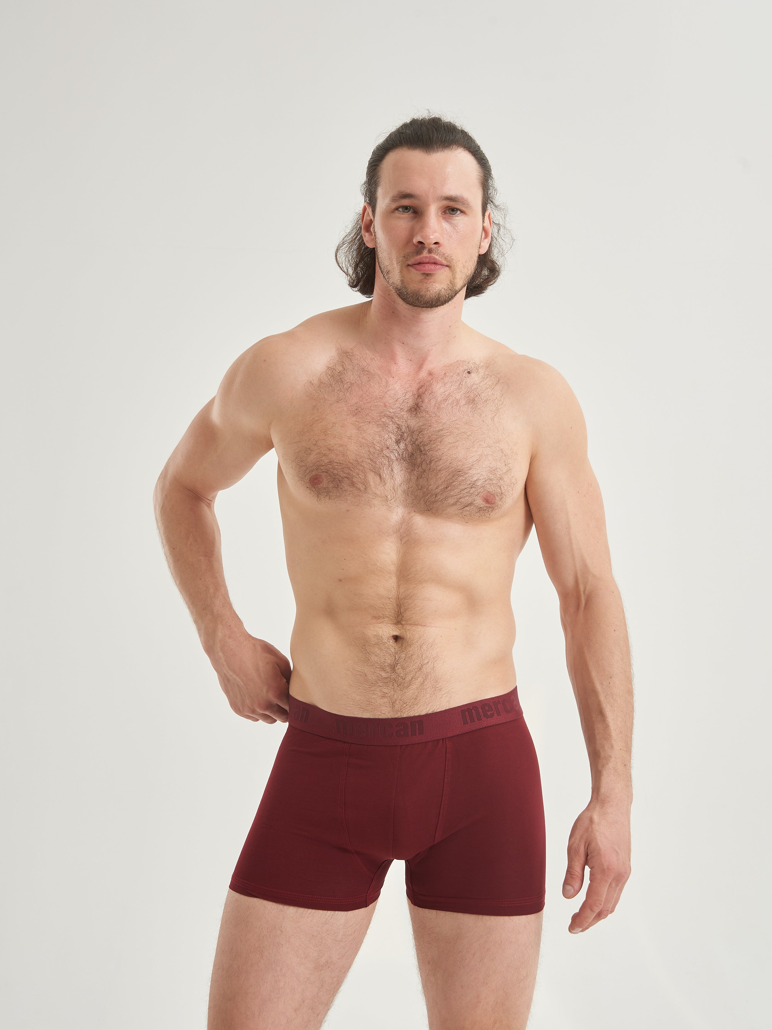 Erkek Pamuklu Rahat Kesim Boxer - Bordo