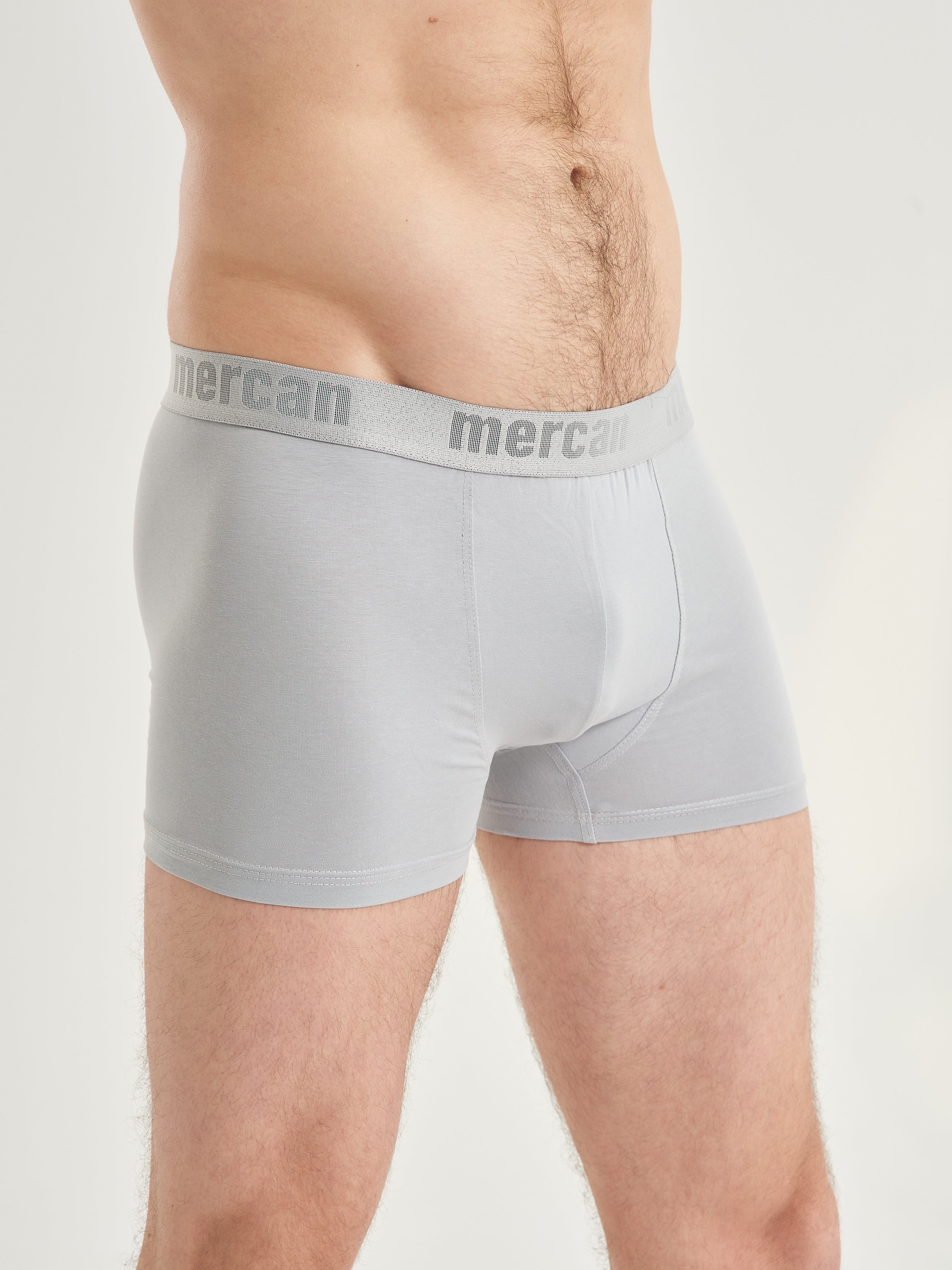 Gri Erkek Boxer Likralı Pamuklu