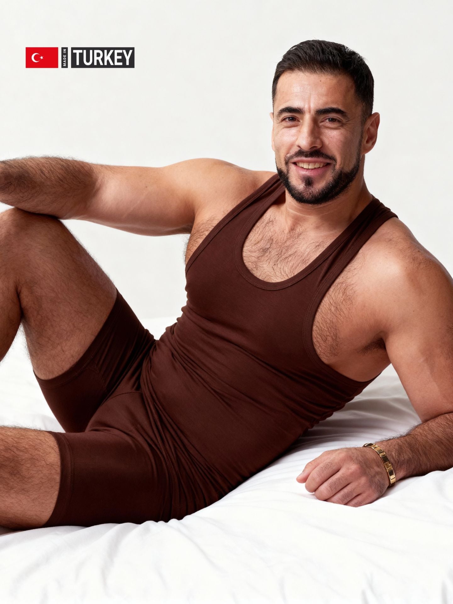Erkek Kahverengi Özel Kutulu 2'li Atlet Boxer Takımı - Fit & Comfort Slim Fit Set