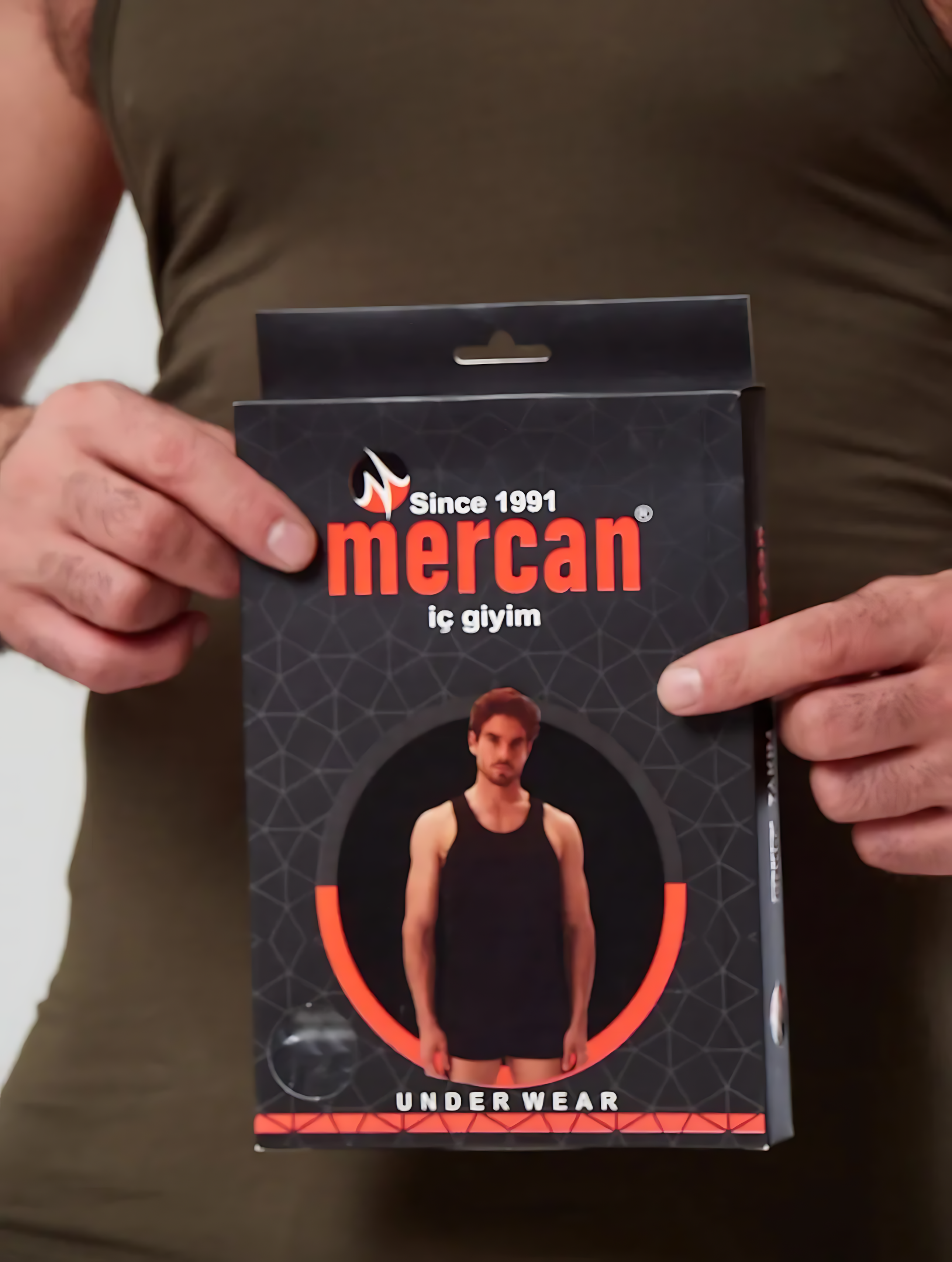 Erkek Haki Özel Kutulu 2'li Atlet Boxer Takımı - Fit & Comfort Slim Fit Set