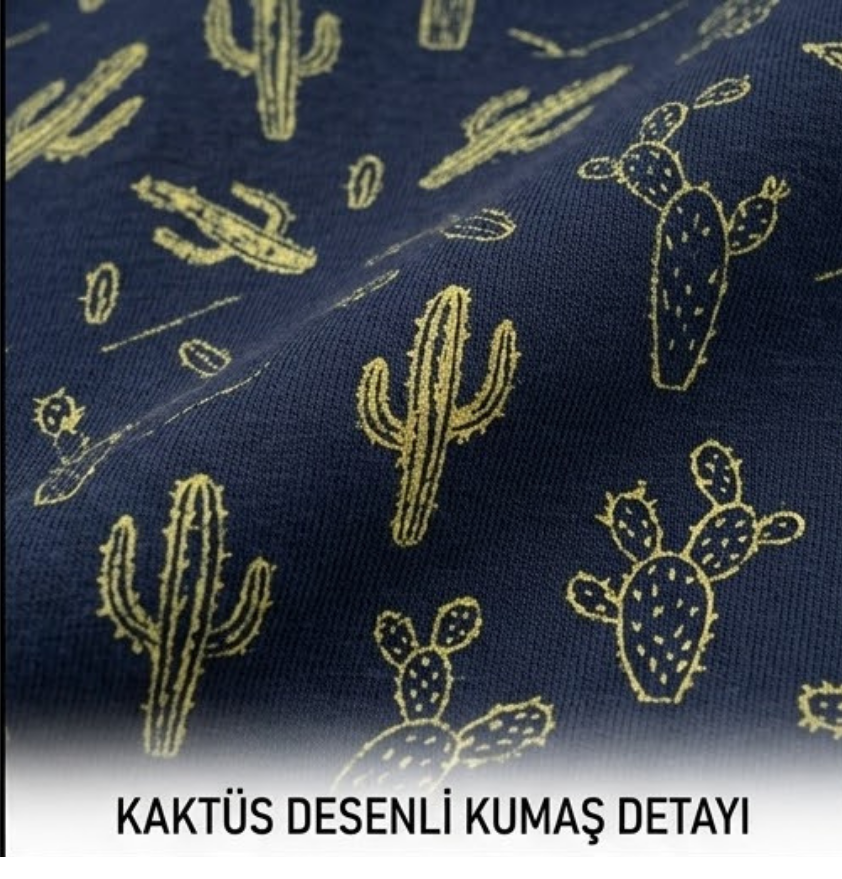 Desenli Erkek Boxer %96 Pamuklu - Kaktüs