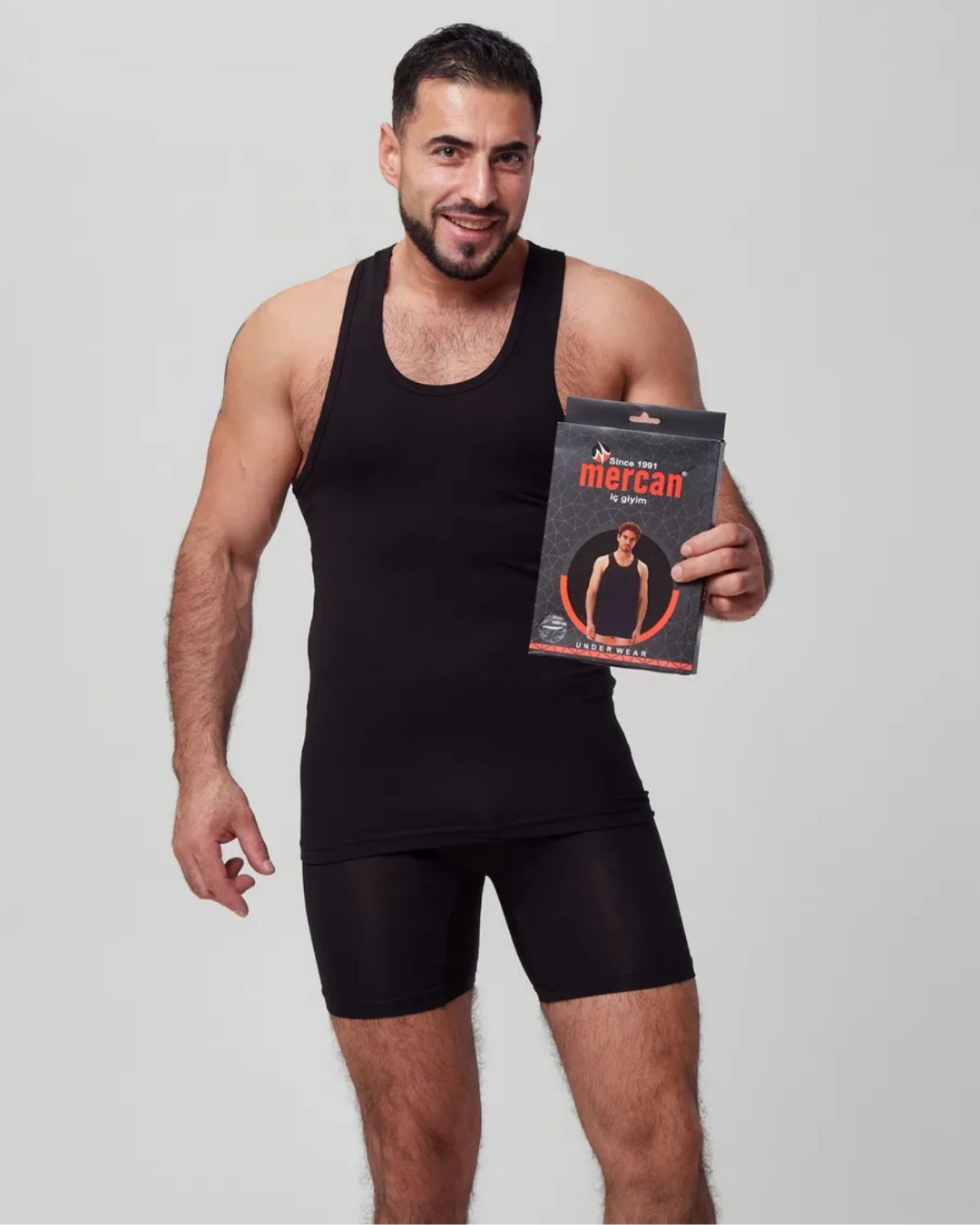 Erkek Siyah Özel Kutulu 2'li Atlet Boxer Takımı - Fit & Comfort Slim Fit Set