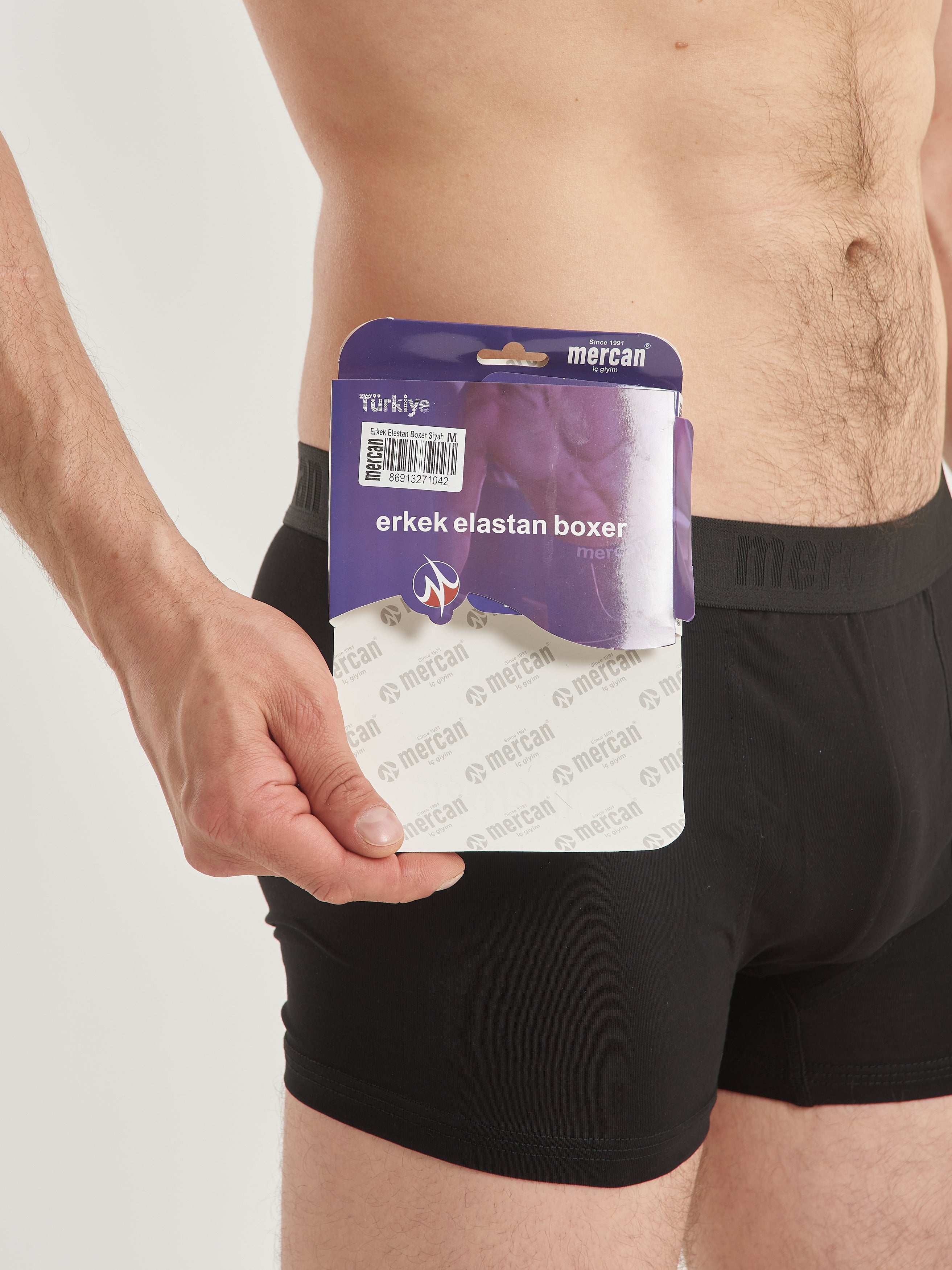 Erkek Pamuklu Rahat Kesim Boxer - Siyah