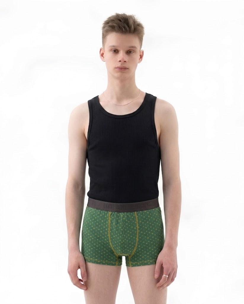 Desenli Erkek Boxer %96 Pamuklu - Yeşil Değer