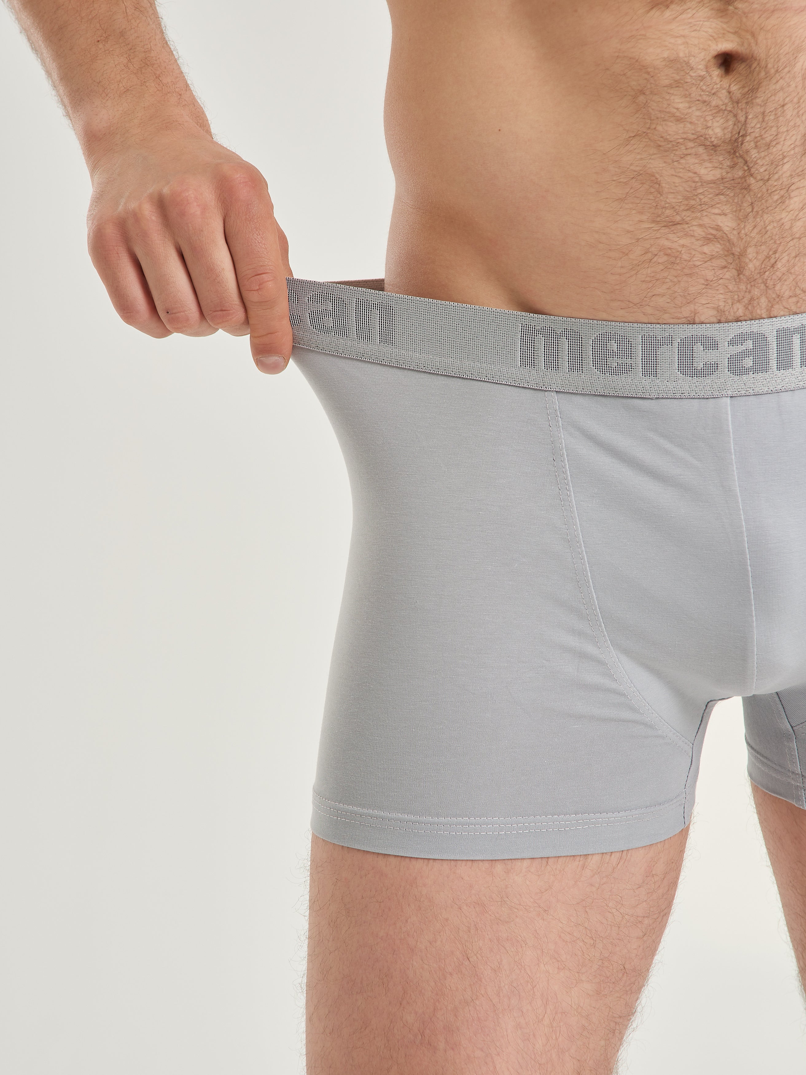 Gri Erkek Boxer Likralı Pamuklu